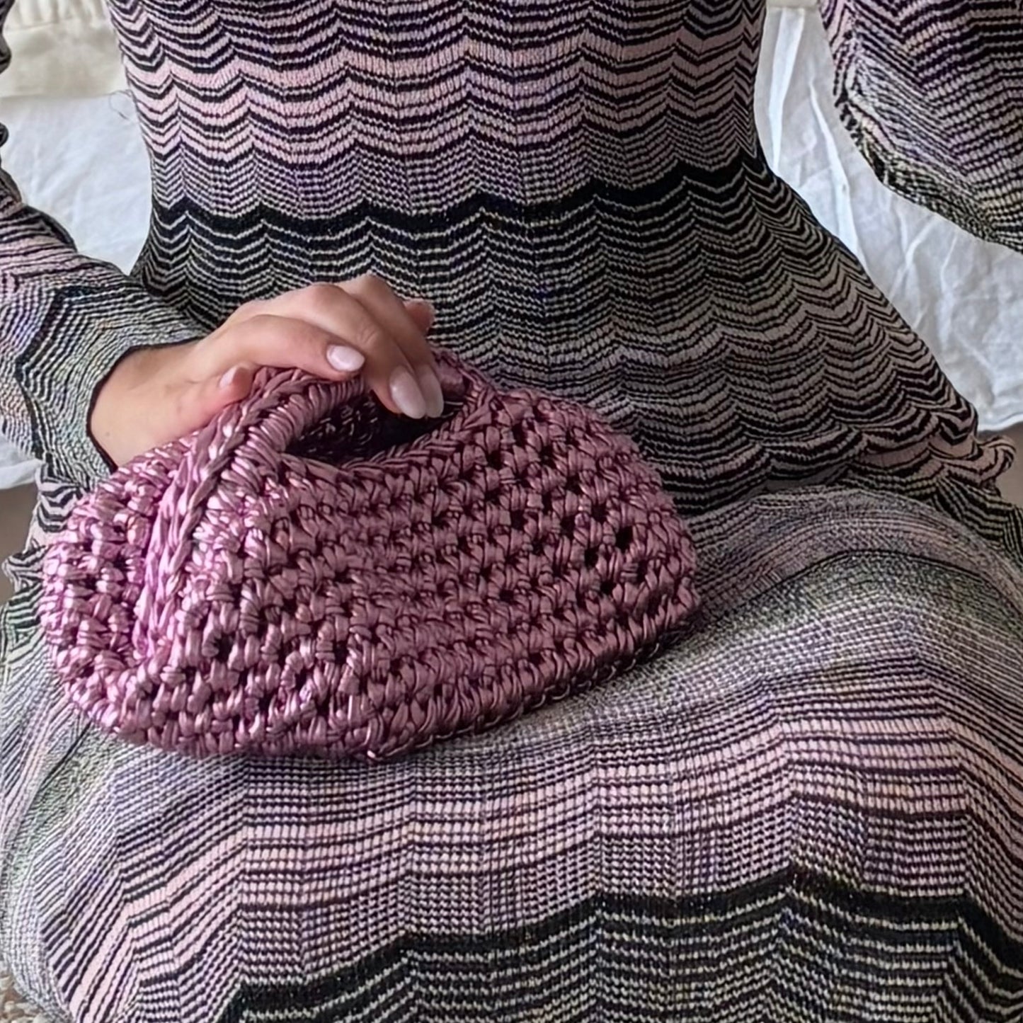 Metallic pink Cleo clutch