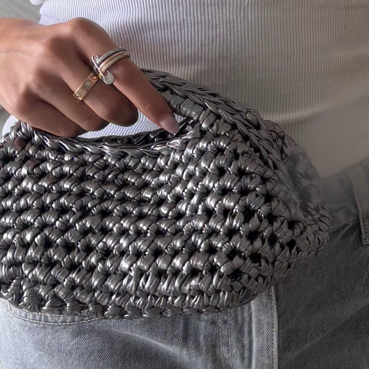 Metallic sky grey Cleo